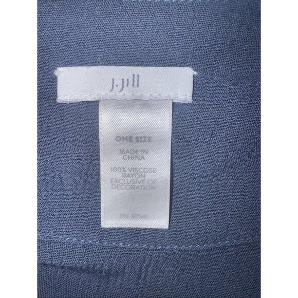 J. Jill Women’s Blue Embroidered Gauzy Open Kimono Cardigan One Size - Picture 6 of 9